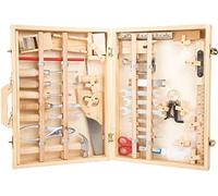 Small Foot Werkzeugkoffer Deluxe aus Holz, mit Zubehör, wie Hammer, Säge, Hobel UVM, AB 6 Jahren, 2241 Juguetes, Color Madera, 37 x 29 x 8,5 cm (2020957)
