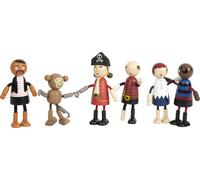 Small Foot Design - Figuras de madera, muñecas flexibles 5 piratas y 1 mono detalladas 12412