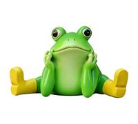 Small Frog Figurine, Cute Funny Animal Ornament for Garden Decoration, Playful Statue System with Detailed Resin Finish Design, Indoor Outdoor Porch, Flower Pot, Planter Use, 5.35x3.35x3.31 inches