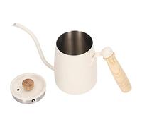 Small Gooseneck Kettle White, Stainless Steel Coffee Pot, Gooseneck Spout Teapot Brewable Flip-Top Coffee Pot (Beige)