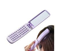 Small Hairbrush - Foldable Massage Brush with Mirror Portable | Compact Hair Comb, Travel Styling Tools for Daily Purse Gym School Business Work Commuting Grooming Travel Kit