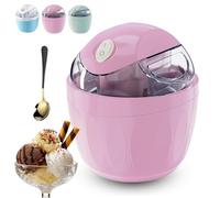 Small Home Mini Ice Cream Maker, 17oz Personal Mini ice cream maker machine with One-Touch Control, Just 15 Minutes, Single Serving of Gelato, Frozen Yogurt, Compact Electric DIY Maker (Pink)