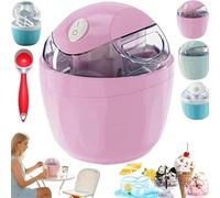 Small Home Mini Ice Cream Maker, 17oz Soft Serve Ice Cream Machine with One-Touch Control, Automatic Electric Gelato &Sorbet Machine for Family Home Recipes, Just 15 Minutes (Pink)