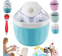 Small Home Mini Ice Cream Maker, 17oz Soft Serve Ice Cream Machine with One-Touch Control, Automatic Electric Gelato &Sorbet Machine for Family Home Recipes, Just 15 Minutes (Blue)