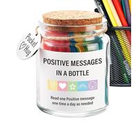 Small Inspirational Jar - mensaje bottle with quote cards, motivational support gift | uplifting notes for stress relieve and mindfulness, wellness foagement suplies for self-care mood boost