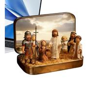 Small Jesus Figurine - Tin Box Easter Decor, Funny Religious Desk Ornament with Suffering Scene Design, Christian Tabletop Decoration for Home, Bedroom, Shelf, School, Office, Farmhouse Holiday Party