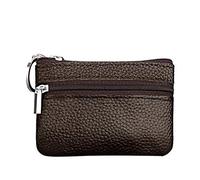 Small Key - Cartera de piel con cremallera para mujer con soporte para identificación, café, Talla única