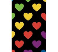 Small Lined Notebook Journal, Pocket-Sized 4 x 6 inches, 100 pages, College Ruled, Big Colorful Heart Hearts on Black GLOSSY Cover