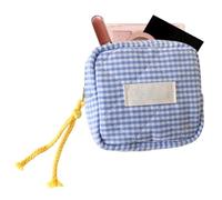 Small Makeup Bag For Women, Women's Square Cosmetic Bag, Portable Clear Makeup Bag, Waterproof Travel Cosmetic Bag, Coin Purse Square Checkered Cosmetic Organizer, Blue, Consulte la descripción