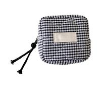 Small Makeup Bag - Girl Portable Lipstick Storage Bags | Square Checkered Zipper Pouch Coin Purse | Mini Cosmetic Bag for Women, Portable Fabric Pouch for Makeup, Earphones, and Cards, Negro , Fare