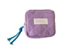 Small Makeup Bag - Girl Portable Lipstick Storage Bags | Square Checkered Zipper Pouch Coin Purse | Mini Cosmetic Bag for Women, Portable Fabric Pouch for Makeup, Earphones, and Cards, violeta, Fare