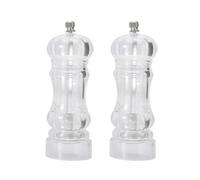 (small)Manual Pepper Mill And Salt Shaker Set - Transparent Adjustable Grinder And Cellar - Acrylic, Clear