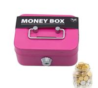 Small Money Lock Box - Sturdy Steel Cash Box Mini Exquisite Workmanship Lock Boxes Money Handling Products | Metal Coin Bank Portable Sturdy For Daily Sales Coin Collection