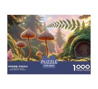 Small Mushrooms and One Fern in The Forest 1000 Pcs Papel Ecológico Rompecabezas Fairy Tale Landscape Liberador De Estrés Juego Creativo Puzzle para Adultos Y Niños 38x26cm/1000pcs
