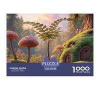 Small Mushrooms and One Fern in The Forest 1000 Pcs Papel Ecológico Rompecabezas Fairy Tale Landscape Liberador De Estrés Juego Creativo Puzzle para Adultos Y Niños 52x38cm/1000pcs