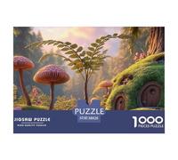Small Mushrooms and One Fern in The Forest 1000 Piezas Cartón Fuerte Rompecabezas Fairy Tale Landscape Liberador De Estrés Juego Creativo Puzzle para Niños Pequeños 38x26cm/1000pcs