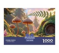 Small Mushrooms and One Fern in The Forest 1000 Piezas Cartón Fuerte Rompecabezas Fairy Tale Landscape Liberador De Estrés Juego Creativo Puzzle Juego De Desafío Difícil 52x38cm/1000pcs