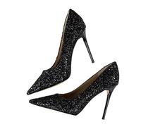 Small Nich Single Shoe Spring/Summer Item Slim Heel Pointed Shallow Mouth Work Shoes Temperament High Heels(Black,38)
