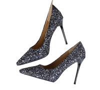 Small Nich Single Shoe Spring/Summer Item Slim Heel Pointed Shallow Mouth Work Shoes Temperament High Heels(Blue,35)