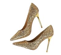Small Nich Single Shoe Spring/Summer Item Slim Heel Pointed Shallow Mouth Work Shoes Temperament High Heels(Gold,39)