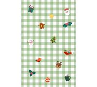 Small Notebook: Green Gingham Pattern with Christmas Items, Size 5”x8” with 64 Pages Lined