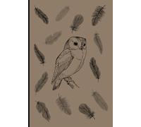 Small Notebook: Notebook with Owl and Feathers on the cover with Cream Blank pages