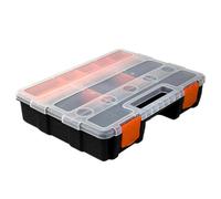 Small Parts Organizer, 21 Compartment Stackable Storage Box, 10 Inch Interlocking Hardware Case for Nuts Bolts Screws Fasteners Gear Studio Pantry Use, Organizer Box, Modular Storage Container