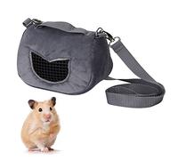 Small Pet Carrier Bag | Gray Flannelette Portable Hamster/Guinea Pig/Squirrel Carrier | Breathable Mesh Window & Shoulder Strap | Machine Washable (L)