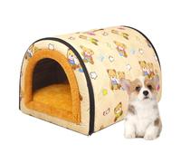 Small Pet House - Indoor Shelter for Cats Small Dogs | Soft Cotton Plush with Removable Cushion, Foldable Design for Warm Comfortable Resting, Portable Pet Bed for Home 13.78x10.63x9.84 in