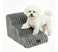 Small Pet Stairs, Removable 3 Tier Step Ramp, 11.8 Inch Height Climbing Ladder with Washable Cover, High Density, Modern Aesthetic with Cream Finish, Mobility Aid for Sofa and Apartment