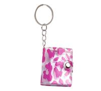 Small Photo Album Keychain - Tiny Cute Portable Holder for Kids Teens Couples Collectors Birthday Valentines Daily Travel Bag Purse | Faux Leather with Leopard Print, Compact Mini Photo Storage, Pocke