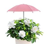 Small Plant Umbrella - Silver Coated Steel Frame 27x35cm Mini Garden Shade Protector, Adjustable Outdoor Pot Plant Sunshade With 2 Support Sticks For Flowers Green Plants Balcony Yard Heat Protection