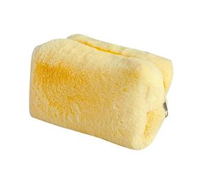 Small Plush Makeup Bag Lovely Soft Plush Makeup Bags Portable Cosmetics Bags for Girls Aesthetic Cosmetic Bag Cute (Bright Yellow)