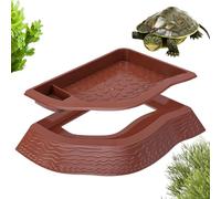 Small Reptile Bath Dish - Sturdy Turtle Food Bowl, Anti-Tip Terrarium Accessory | Double-Layer Water Dish for Tortoise Feeding, Soaking for Lizard Gecko Habitat Setup, Reptile Basking Aid