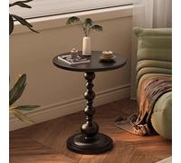 Small Round Metal Side Table for Living Room & Bedroom Compact 40x40x52cm Coffee Table Ideal for Narrow Spaces Stylish White Accent Table(Black,35x35x52cm)