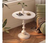 Small Round Metal Side Table for Living Room & Bedroom Compact 40x40x52cm Coffee Table Ideal for Narrow Spaces Stylish White Accent Table(White,42x42x52cm)