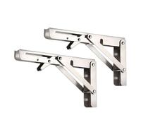 small shelf brackets, Soporte de estante triangular plegable acero inoxidable for mesa, banco y pared(2pc stainless 12inch)
