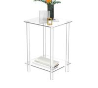Small Side Table, Acrylic End Stand, Transparent Tall Shelf, Space-Saving Frame, Multi-Functional Organizer Design, for Hotel Room, Dormitory Use, Apartment Corner, Bathroom, Rental, Restaurant