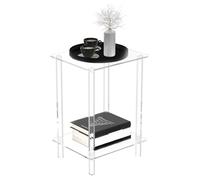 Small Side Table, Transparent Acrylic End Tables, Tall Organizer Shelf for Small Spaces Apartment Hotel Dormitory Restaurant Rental, Multi-Purpose Stand Bathroom Living Room Corner Decoration Display