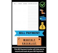 Small Simple Monthly Bill Organizer, Family Expense Tracker Bills Payments Checklist Log book Money Debt Tracker Paycheck Budgeting Financial Planning ... bill payment checklist, 6X9, 100+ Pages
