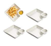 Small Snackle Box Serving Tray - 4PCS Set of Divided Food Grade Plates, Modern Non-Slip Appetizer Tray For Cheese, Fruit & Dessert | For Breakfast, Dinner & Party Presentation, 18.3x4cm