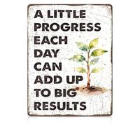 Small Steps Big Results Metal Tin Sign Progress Each Day 12x8 Inch