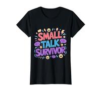 Small Talk Survivor Introvert Tired Space Quiet - Camiseta gráfica económica, Mujer, Negro, S