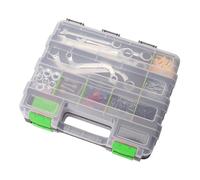 Small Tool Box - Double-Sided 34-Compartment Case | Electronics Case with Transparent Lid for Screws, Nails, Bolts, Nuts, Drill Bits, Sockets, Small Parts, Beads, Jewelry with Portable Storage Design