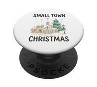 Small Town Christmas - Cozy Watercolor Church & Village Snow PopSockets PopGrip Adhesivo