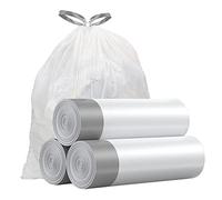 Small Trash Bags 4 Gallon - Drawstring 4 Gallon Trash Bag, Individual Unscented Small Basura Bags, White 4 Gal Small Trash Can Liners Bathroom Trash Bags, 57 Count