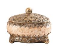 Small Treasure Box Oval - Organizador de Joyería Clásica, Titular de Recuerdos Dorados, Maletín Decorativo, Elegante Contenedor de Rosario | Almacenamiento práctico para Anillos Collares Pendientes