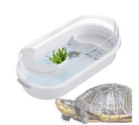 Small Turtle Tank, Clear Baby Turtles Aquarium, Reptile Habitat with 4 Multi-Functional Areas (3.78x7.87x5.91in Desktop, Basking Platforms for Terrapins, Crayfish, Hermit Crabs