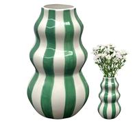 Small Vases - Elegant Striped Flower Vase | French Retro Ceramic Flower Vase | Retro Floral Vasse Centerpiece For Apartment Home Kitchen Living Room Table Bathroom