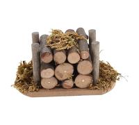 Small Wood Fireplace - Pila de moda, diseño de muñeca vintage para casa de lucha con figuras de muñeca